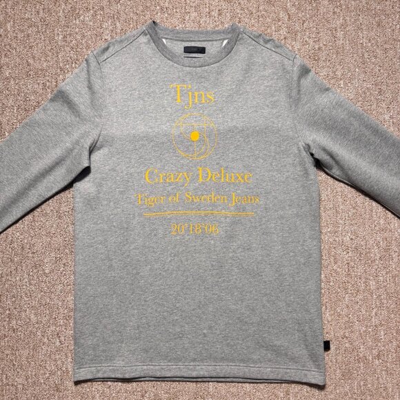 Tiger of Sweden Tjns Crazy Deluxe Grey Yellow Long Sleeve T Shirt Mens Medium - Picture 3 of 8
